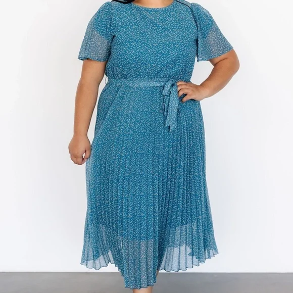 Baltic Born Prim Pleated Dress | Persian Blue Print Size MM - Picture 2 of 5